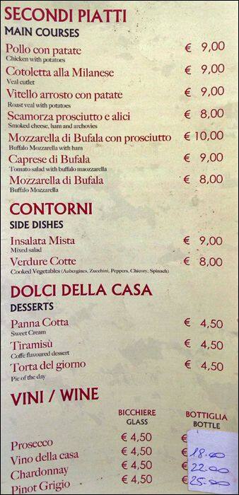 Menu di Bar Senato 