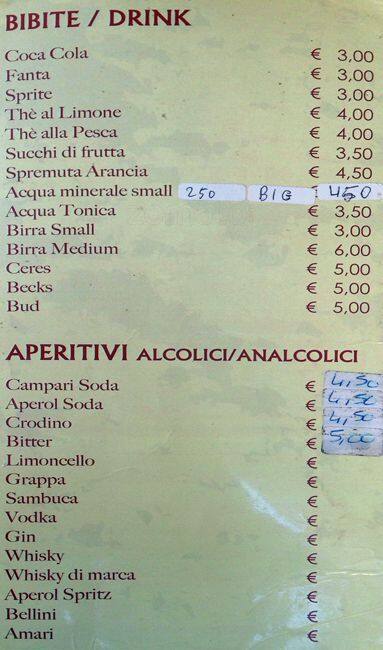 Menu di Bar Senato 