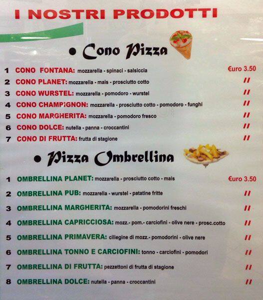 Menu di Planet Pizza 