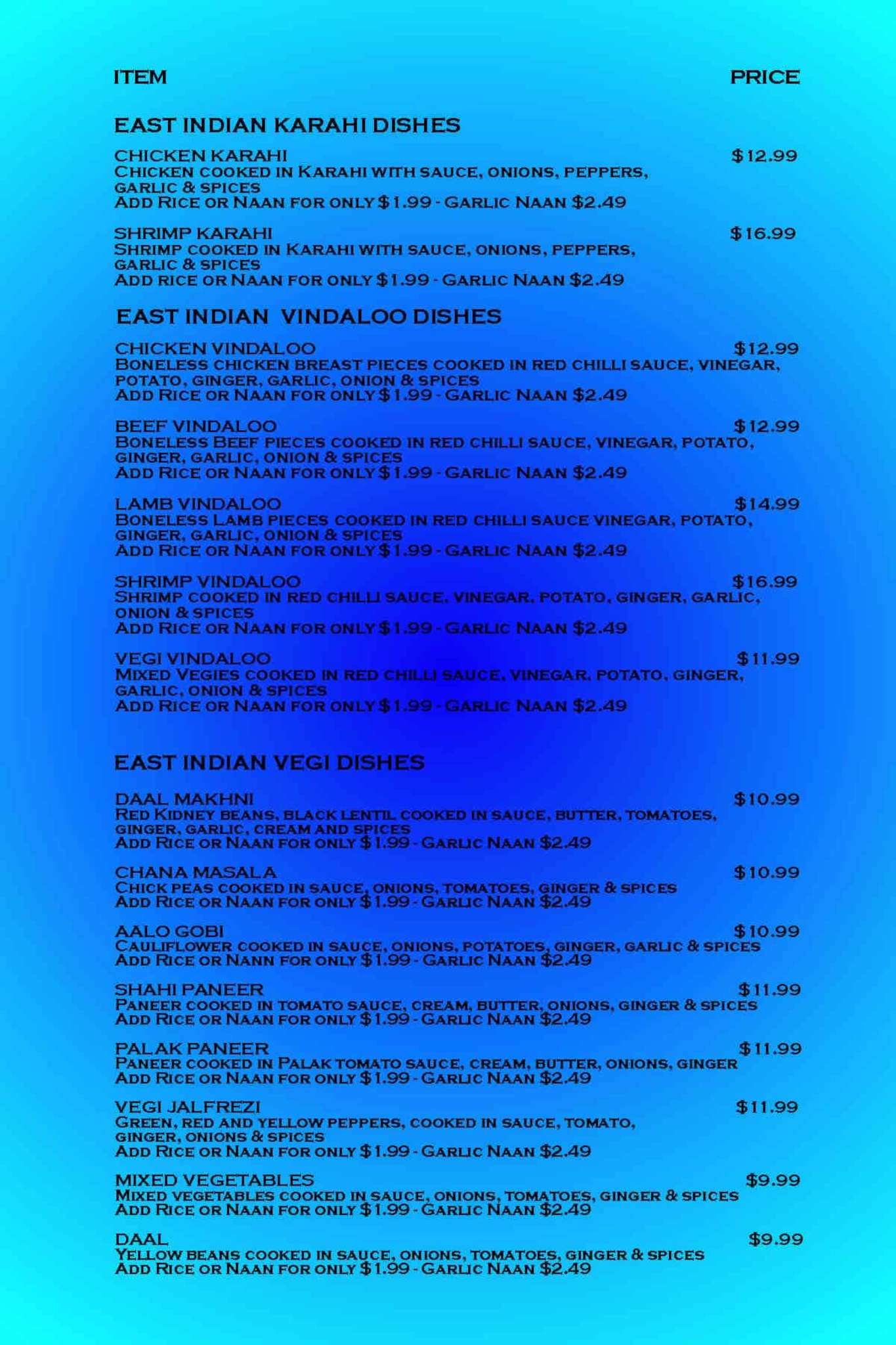 Spice Hut East Indian Cuisine Menu Urbanspoon/Zomato