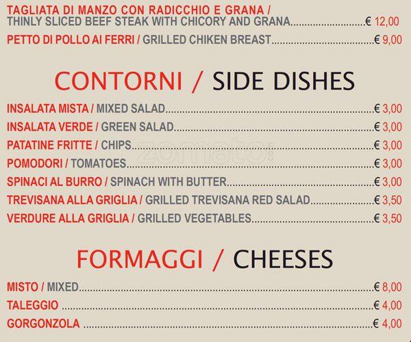 Menu di Bella Colombina 