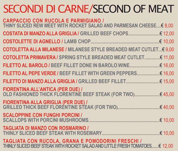 Menu di Bella Colombina 