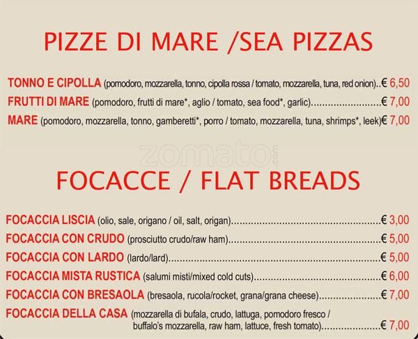 Menu di Bella Colombina 