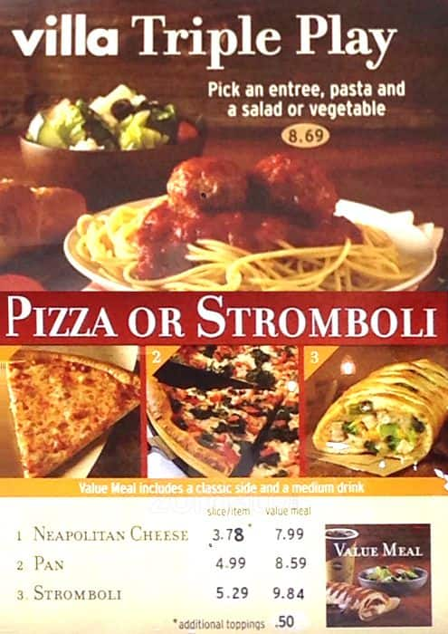 villa nova pizza menu