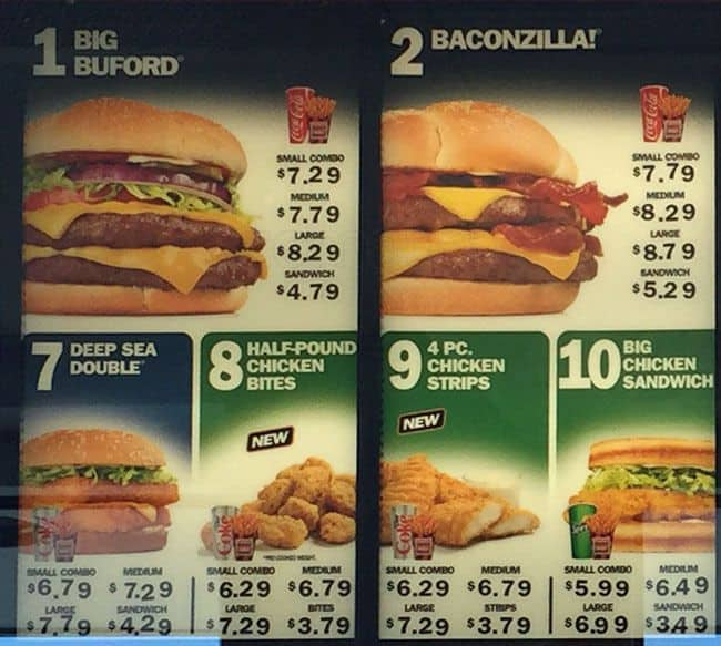 Checkers Fast Food Menu