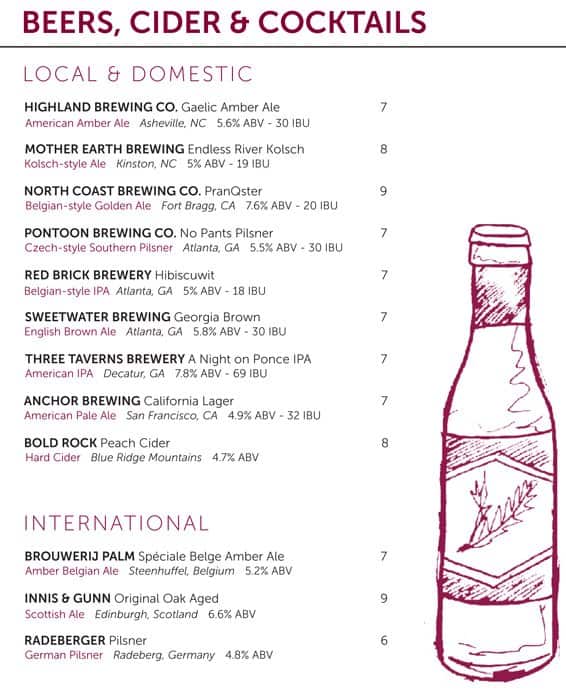 Menu at City Winery Atlanta pub & bar, Atlanta, PONCE CITY MARKET