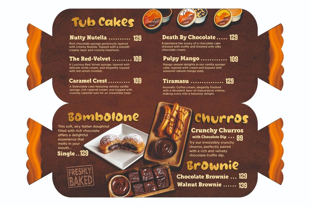 Menu of Cocoa Concepts, S D Road, Secunderabad