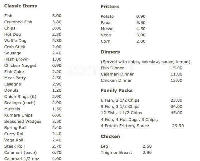 Corfu Seafoods Menu, Menu for Corfu Seafoods, Karori, Wellington City