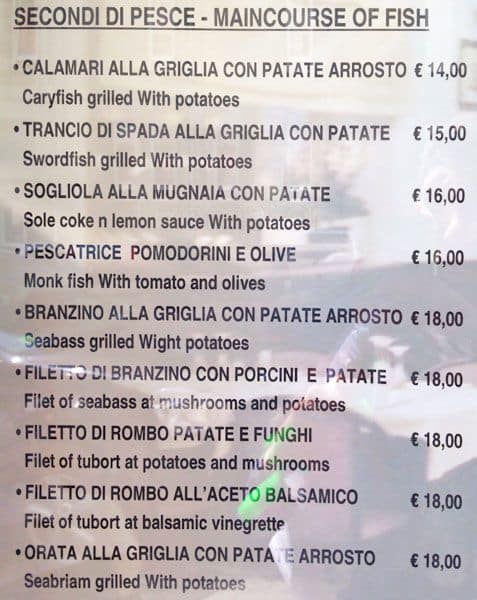 Menu di La Buca 