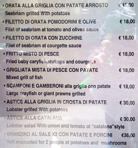 Menu di La Buca 