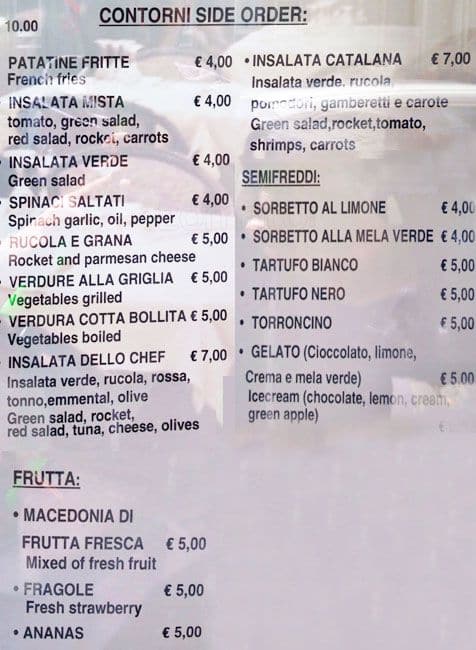 Menu di La Buca 