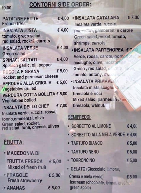 Menu di La Buca 
