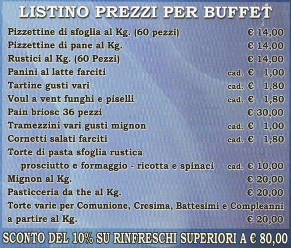 Menu di Caffè Pasticceria Principe Salvatore 