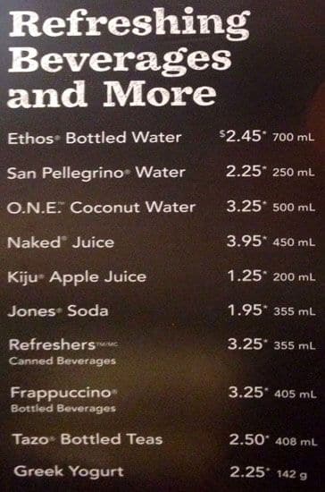 Menu de Starbucks