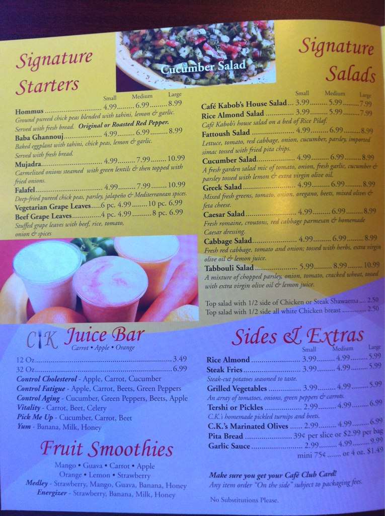 CK Mediterranean Grille Menu, Menu for CK Mediterranean Grille