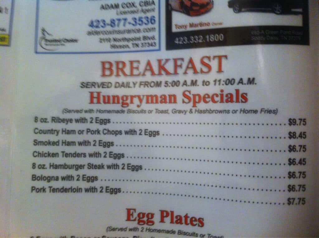 Menu at Wimpies Country Restaurant, SoddyDaisy