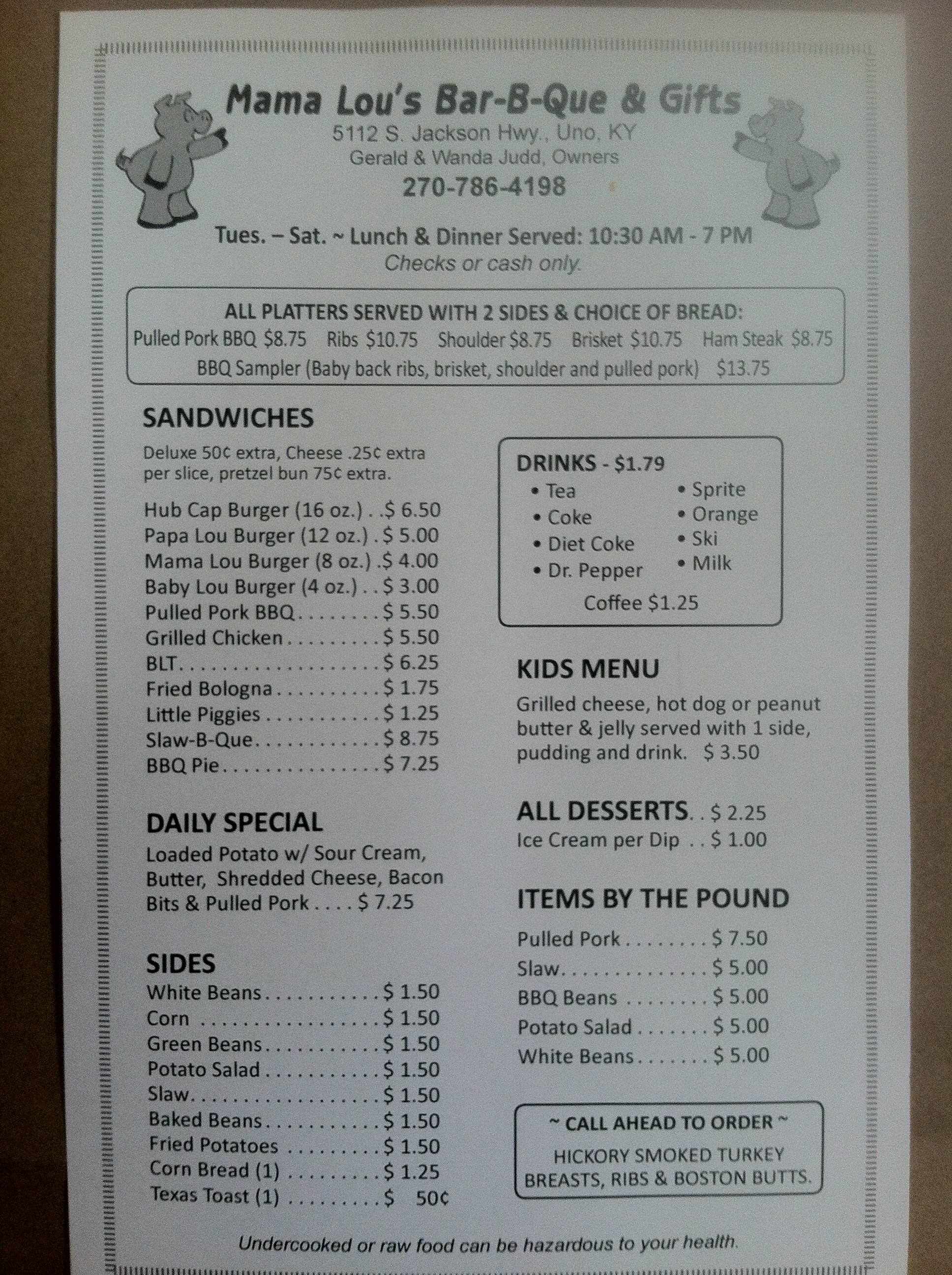 the cave bar and grill byron il menu