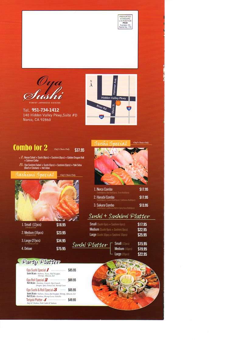 Oya Sushi меню