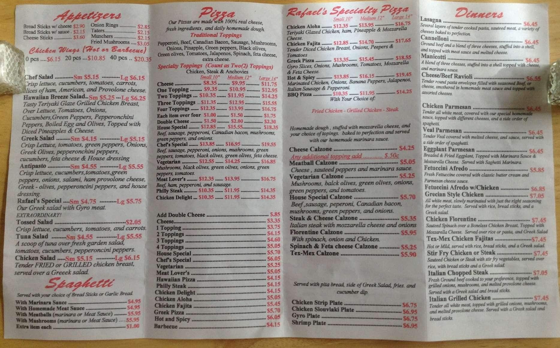 Rafael S Italian Restaurant Menu Urbanspoon Zomato Rafael S Italian Restaurant Fayetteville Menu