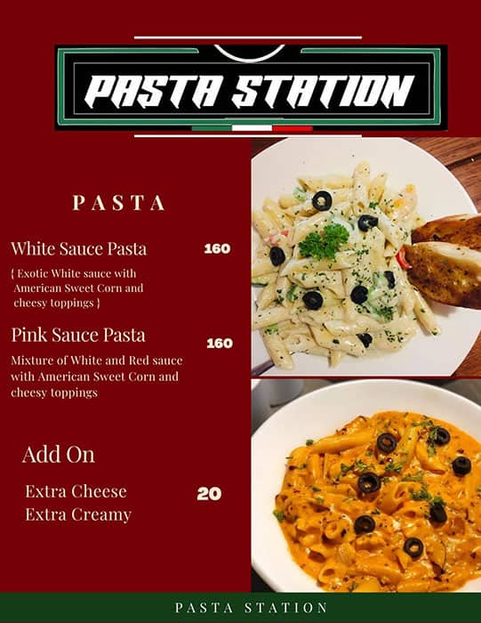 Menu of Pasta Station, Rajajinagar, Bangalore