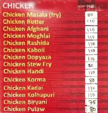 Menu Of Vihar Hotel, Malad West, Mumbai