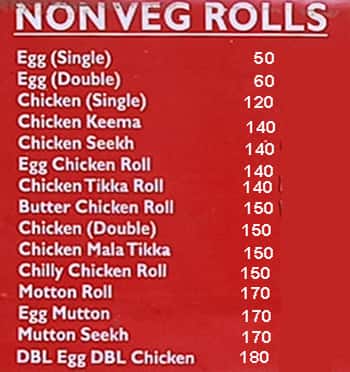 Chowringhee menu