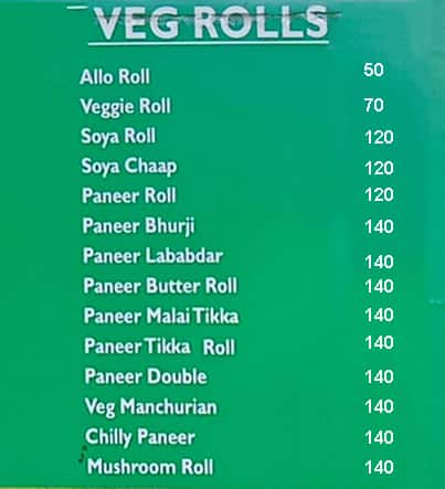 Chowringhee menu