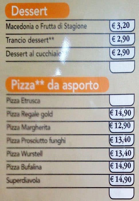 Menu di Spizzico 