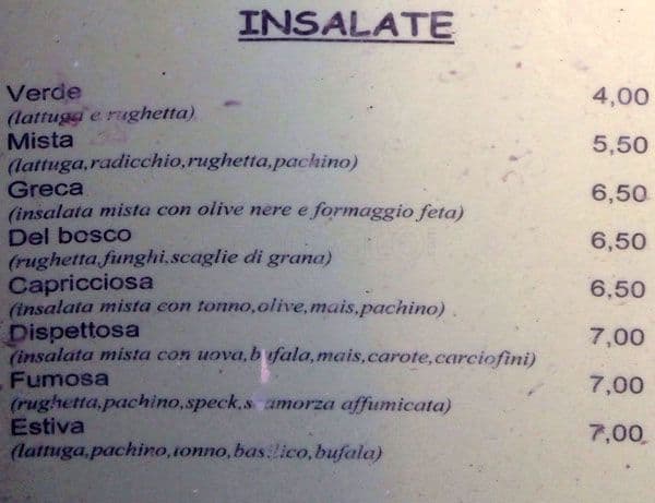 Menu di Il Pettirosso 