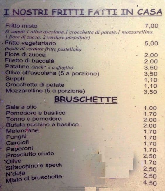 Menu di Il Pettirosso 