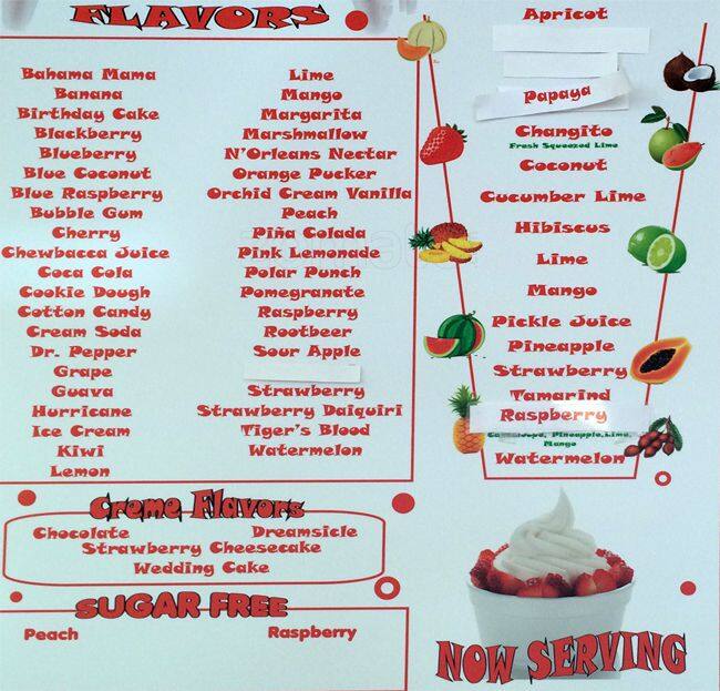 Sno Gourmet Snowcones Menu, Menu for Sno Gourmet Snowcones, North