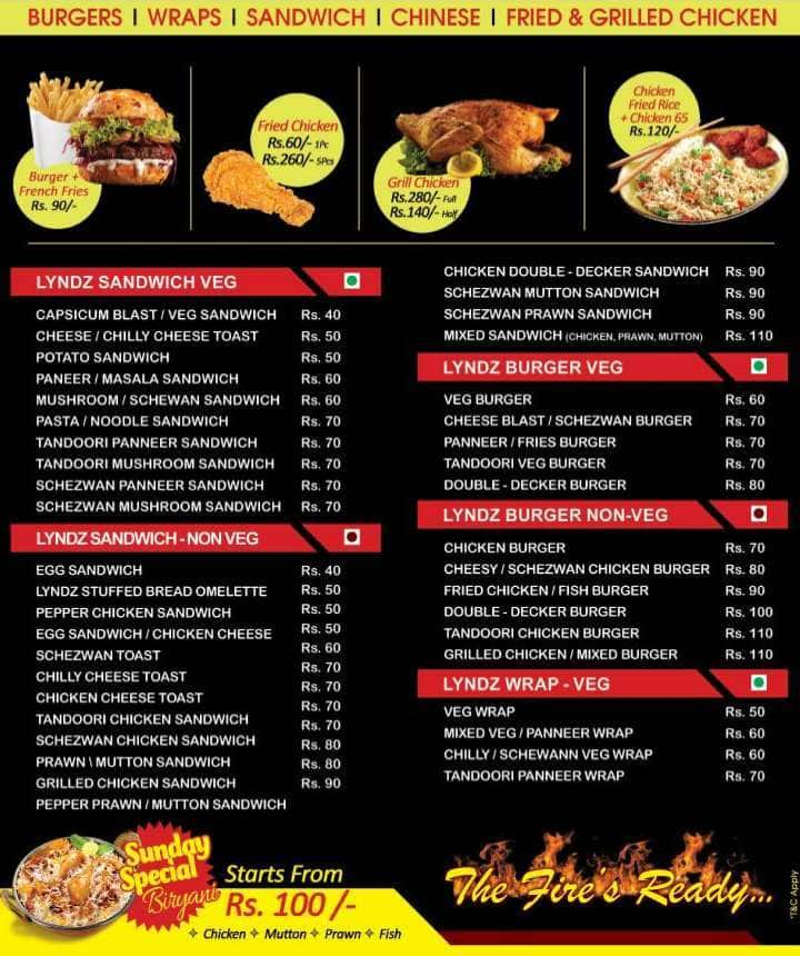 Lyndz Burger Joint Menu, Menu for Lyndz Burger Joint, Tambaram, Chennai ...