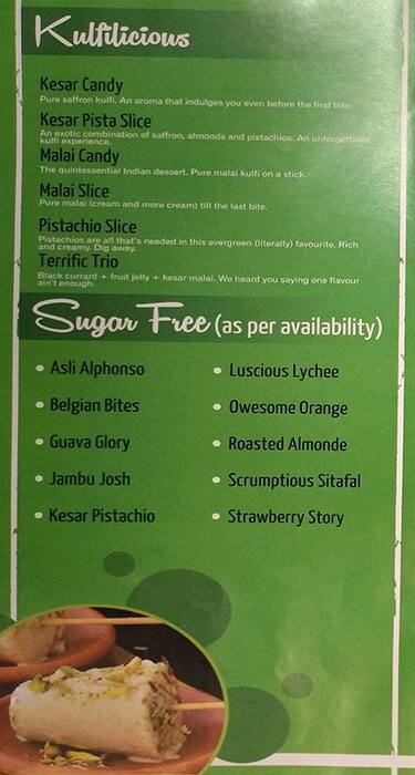 Apsara Ice Creams menu