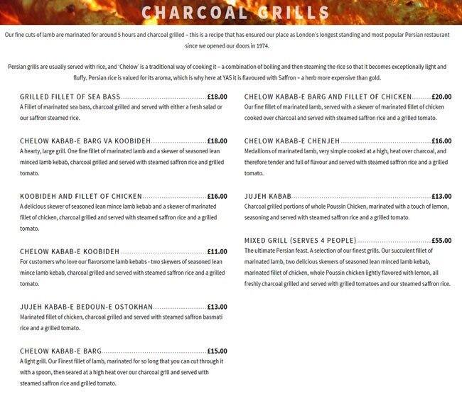 Yas menu