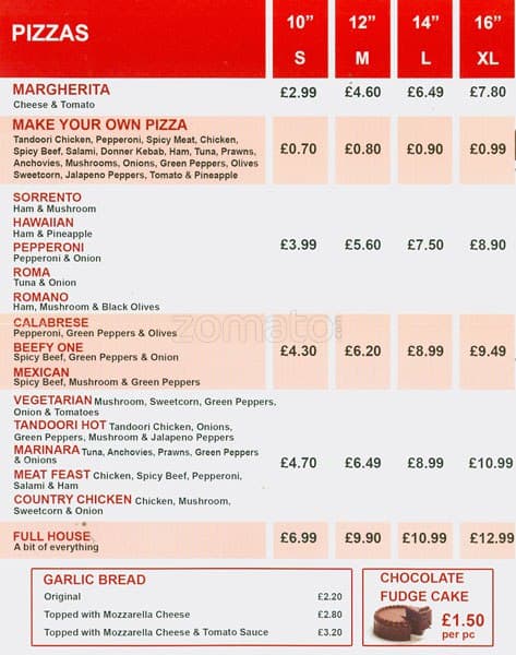 Pizza Point menu