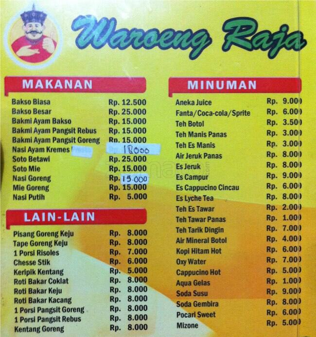 Warung Raja Menu, Menu For Warung Raja, Ciledug, Tangerang - Zomato 