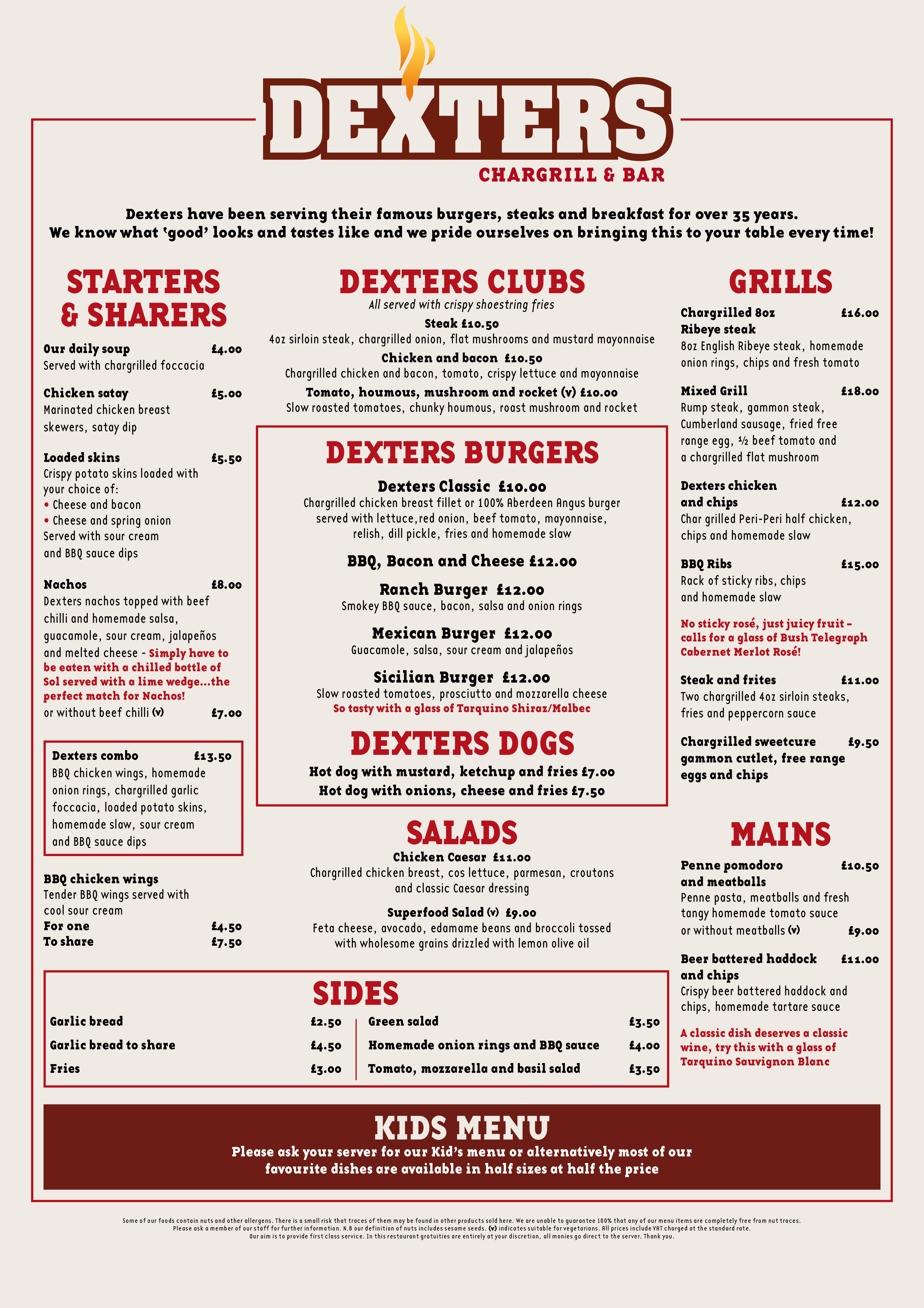 Dexters Chargrill Restaurant And Bar Menu Zomato UK