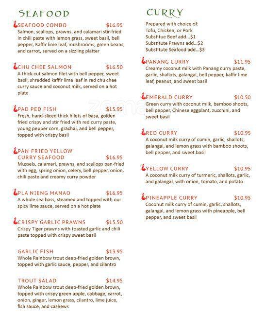 Menu at Banyan Tree Restaurant, Kent