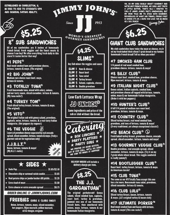 Jimmy John's Menu, Menu for Jimmy John's, Spring, Houston - Urbanspoon ...