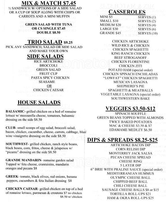 Menu at Short Stop Food to Go restaurant, Dallas, Snider Plaza