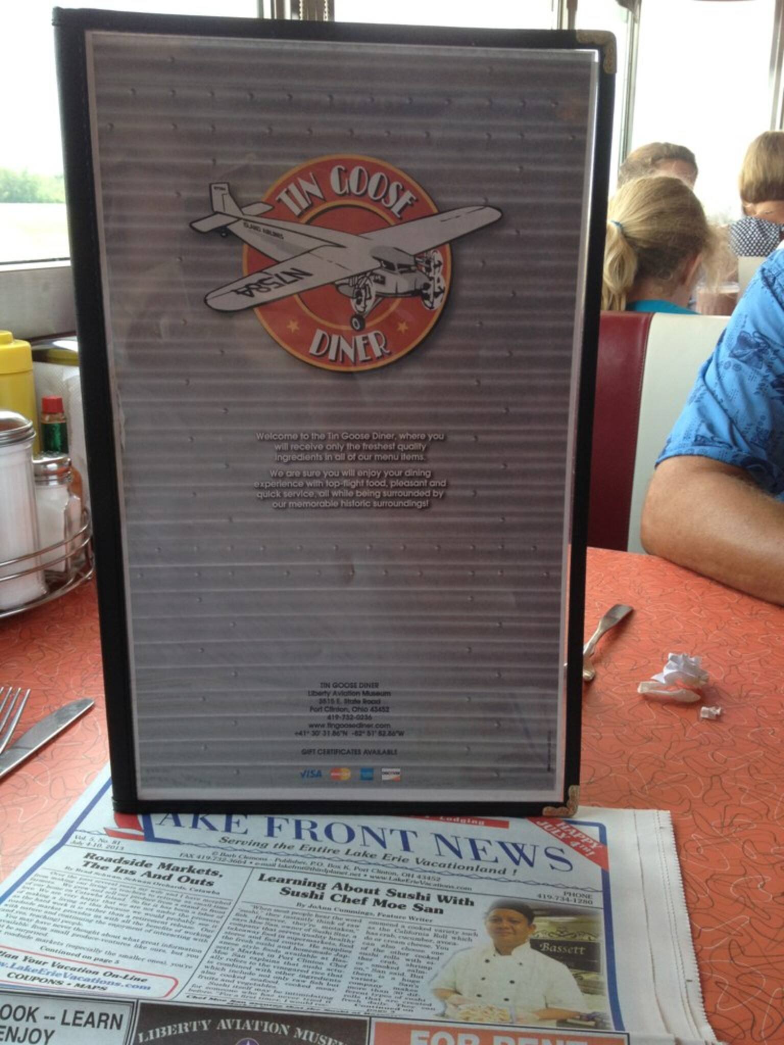 Menu at Tin Goose Diner cafe, Lakeside Marblehead