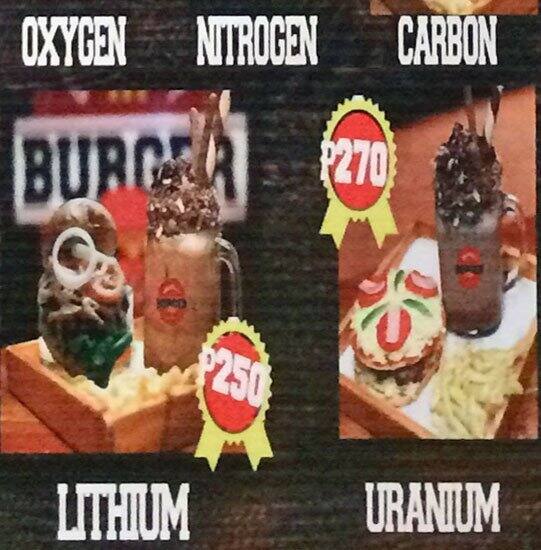 Menu at University Burger restaurant, Makati