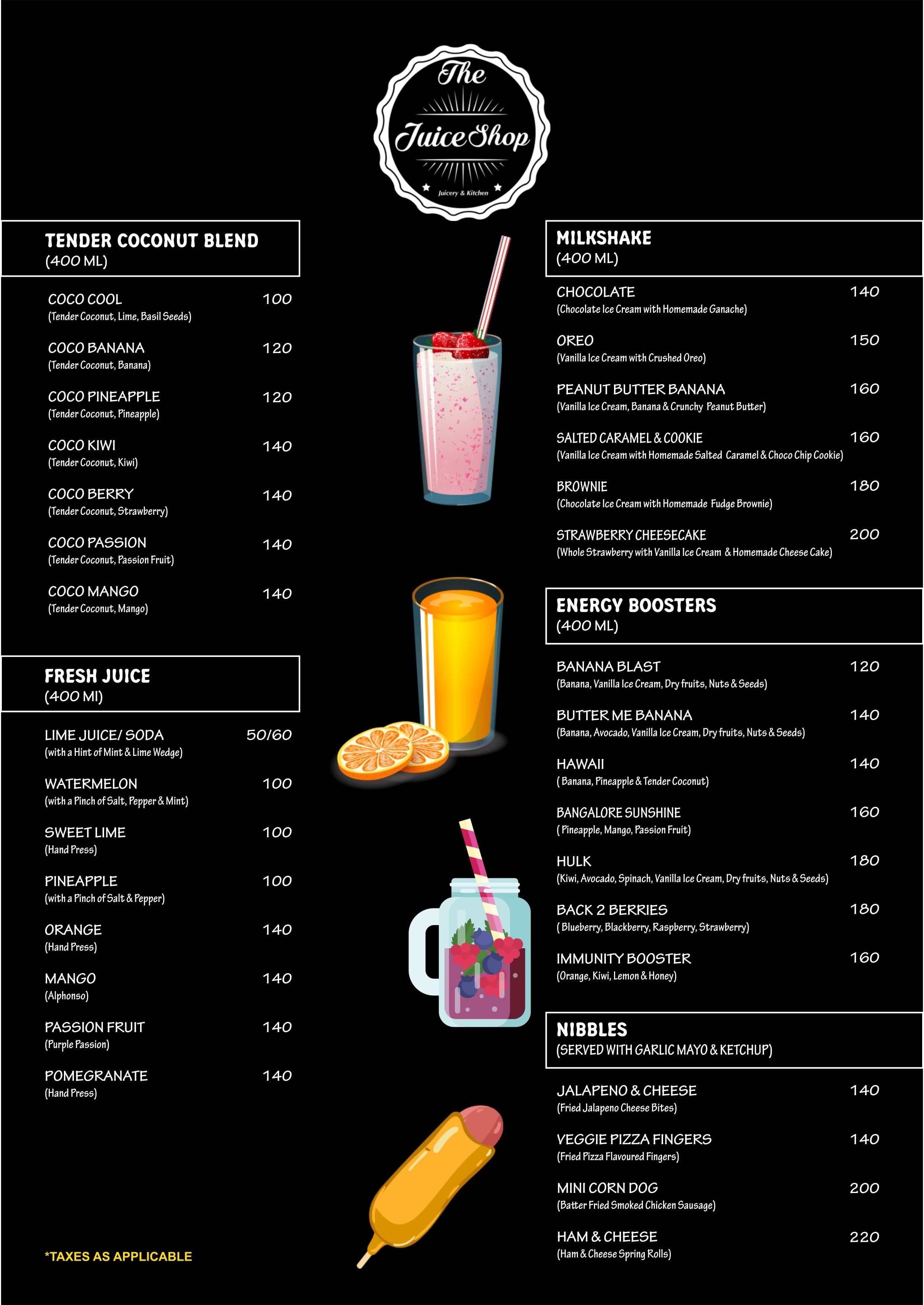 The Juice Shop Juicery And Kitchen Menu