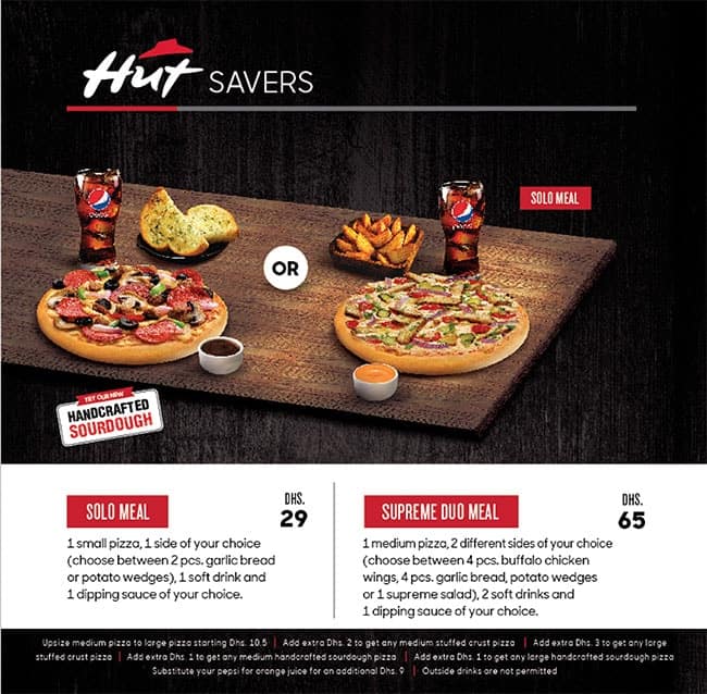 Menu at Pizza Hut pizzeria, Sharjah, University Rd