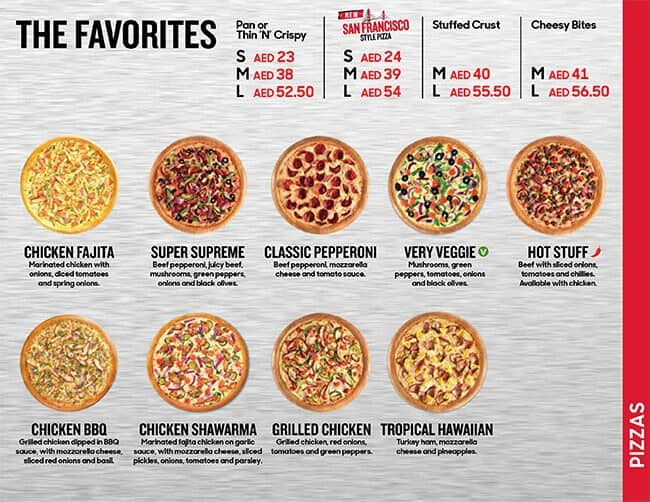 pizza hut menu price list