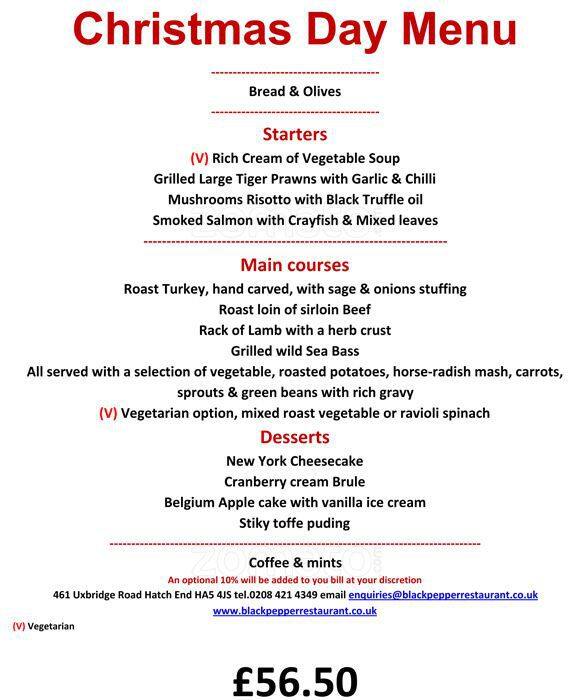 Black Pepper Menu, Menu for Black Pepper, Hatch End, London Zomato UK