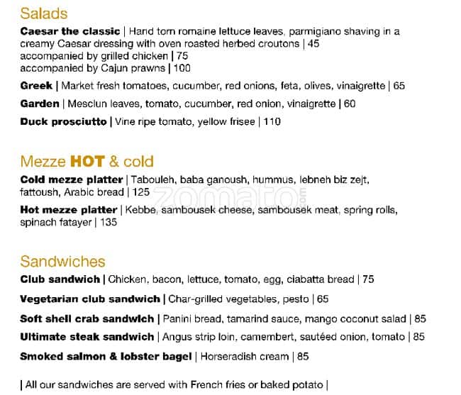 The Lounge Kempinski Residences & Suites Menu Zomato Qatar