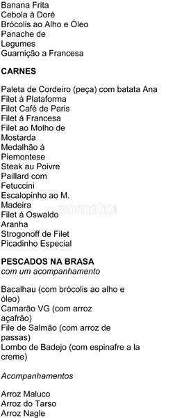 Plataforma cardápio