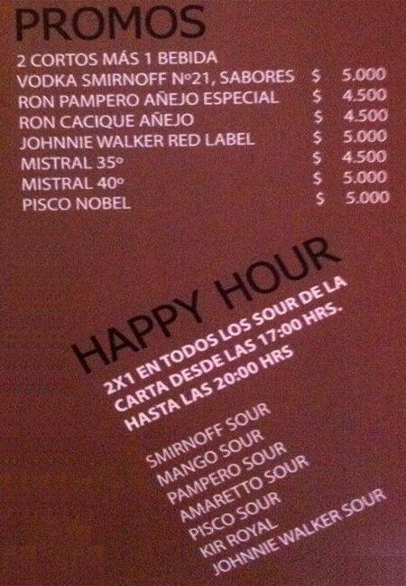 Open Bar menu