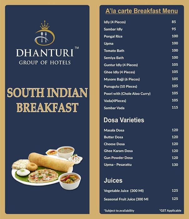 Menu at Hotel Sitara Grand, Hyderabad, 152420/21/22